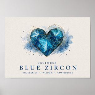 Dezember Blauer Zirkon Herz Geburtsstein Schön Bi Poster