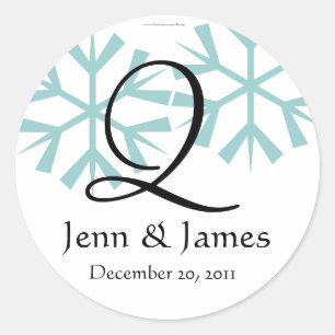 Dezember Blue Snowflakes Monogram Q Siegel Runder Aufkleber
