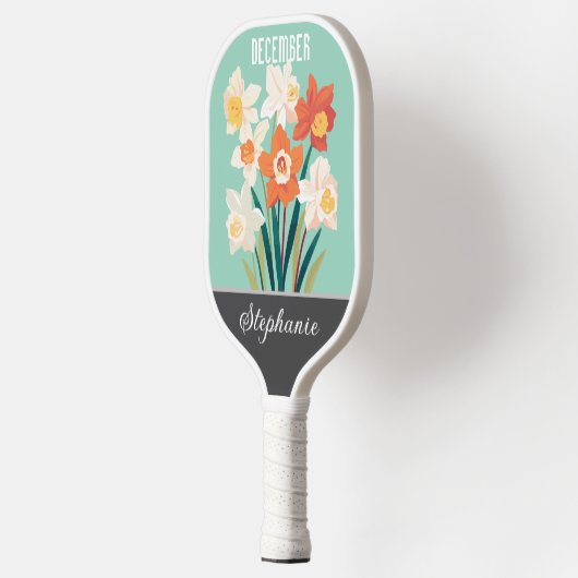 Dezember Blume Individuelle Name Pickleball Schläger (Links)