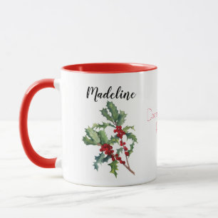 Dezember Blume Watercolor Holly Tasse