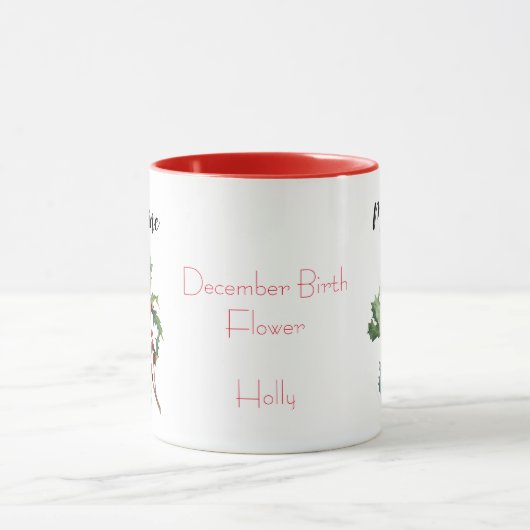 Dezember Blume Watercolor Holly Tasse (Zentrum)