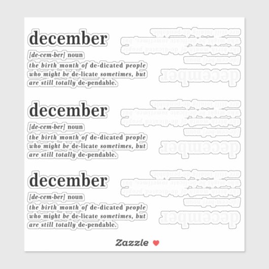 Dezember Definition Geburtstag Aufkleber (Blatt)