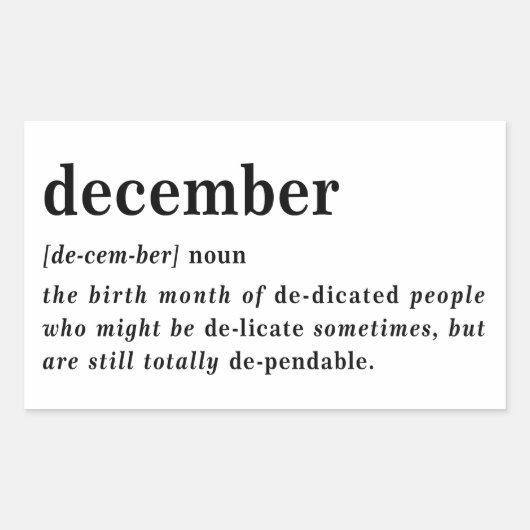 Dezember Definition Geburtstag Rechteckiger Aufkleber (Vorderseite)