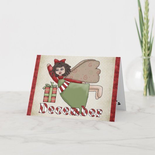 Dezember Engel Christmas/Geburtstag Grußkarte Feiertagskarte (Vorderseite)