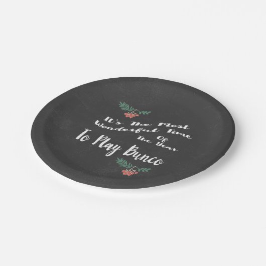 Dezember-Feiertag Bunco Pappteller (Schrägansicht)