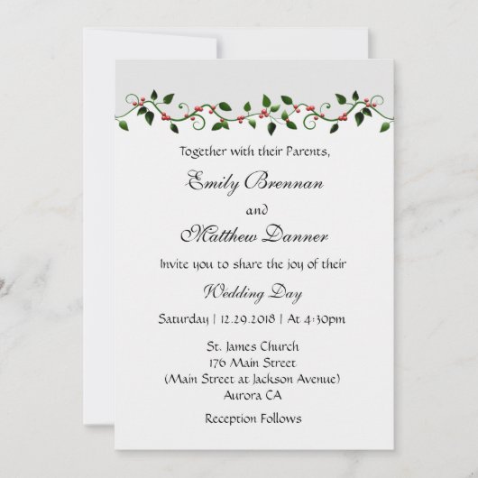 Dezember Ferien Winter Hochzeit Lässige Einladung (Vorderseite)