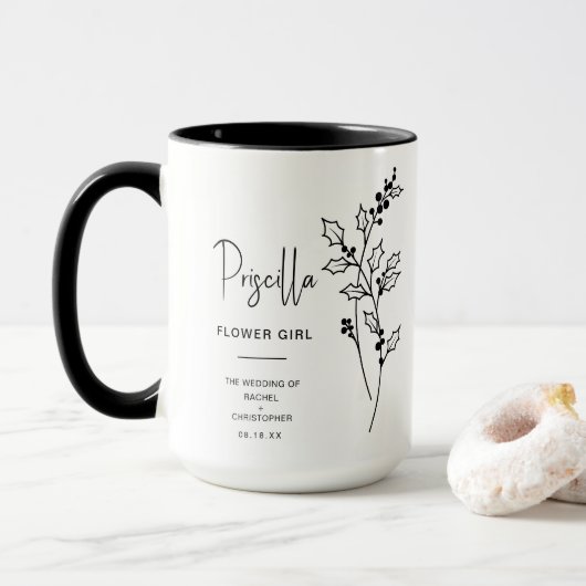 Dezember Flower Girl | Holly Berry Birth Blume Tasse (Mit Donut)