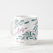 Dezember-Geburtsblume Individueller Name Stechpalm Kaffeetasse (Vorderseite Links)