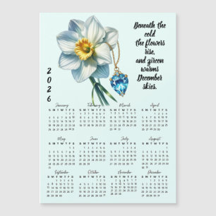 Dezember-Geburtsblumen- und Steinkalender Magnetkarte