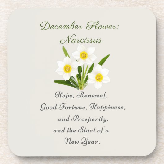 Dezember Geburtsmonat Blume Narcissus Elegante Getränkeuntersetzer (Vorderseite)