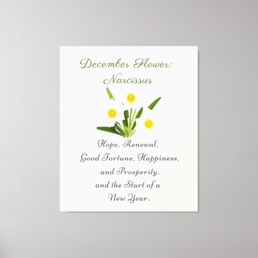 Dezember Geburtsmonat Blume Narcissus Elegante Leinwanddruck (Vorderseite)