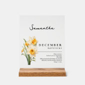 Dezember Geburtsmonat Blume Narcissus Personalisie Acrylschild (Vorderseite)