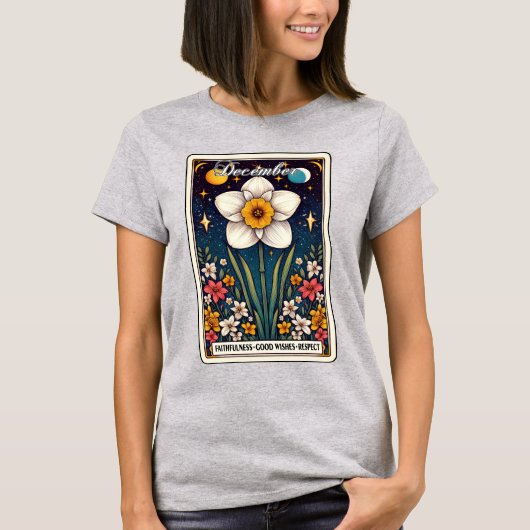 Dezember Geburtsmonat Blume Narcissus T - Shirt (Vorderseite)