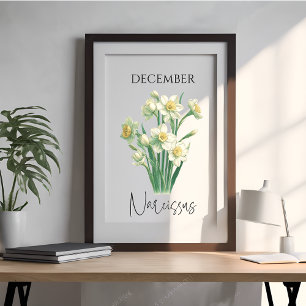 Dezember Geburtsmonat Narcissus Bloral Poster