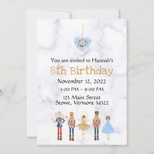 Dezember Geburtstag Nutcracker Einladung (Vorderseite)