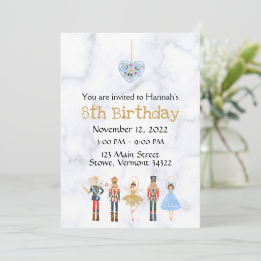 Dezember Geburtstag Nutcracker Einladung (Stehend Vorderseite)