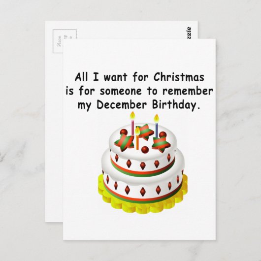 Dezember Geburtstag Postkarte (Vorne/Hinten)