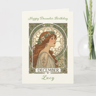 Dezember-Geburtstags-Narzisse im Jugendstil Karte