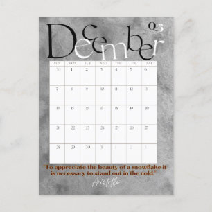 Dezember Gray Modern Monthly Calendar 2025 Postkarte