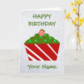Dezember Happy Birthday Cupcake Karte (Gelbe Blume)