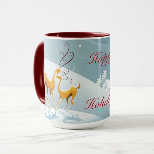 Dezember Happy Holidays Winter Scene Tasse (Vorderseite Links)