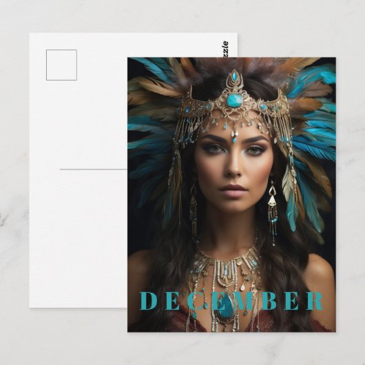 *~* DEZEMBER Headdress Turquoise Zircon AP53 Postkarte (Vorne/Hinten)