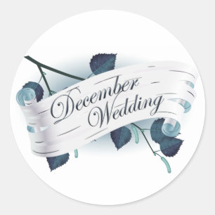 Dezember Hochzeit Siegel : Blätter der Saison : Runder Aufkleber