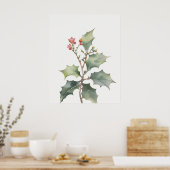 Dezember Holly Birth Blume Poster (Küche)