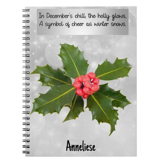 Dezember Holly Birth Blume Spiral Notebook Notizblock (Vorderseite)