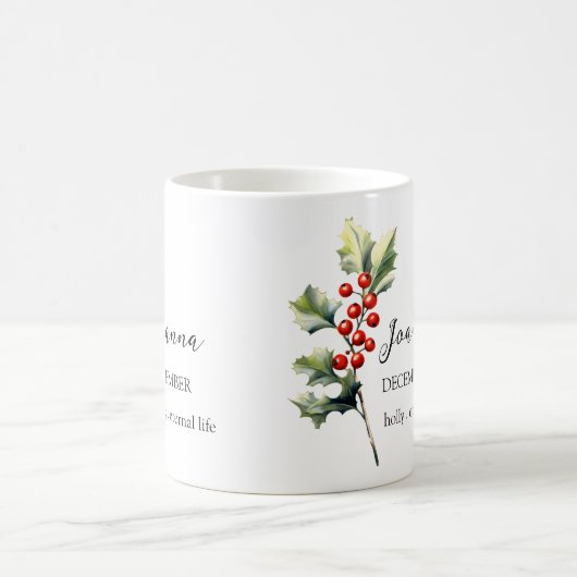 DEZEMBER HOLLY GEBURT BLUME MONTH NAME GIFT KAFFEETASSE (Mittel)