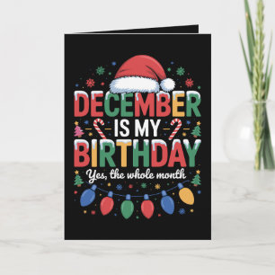 Dezember ist mein Geburtstag Weihnachten Santa Hut Karte