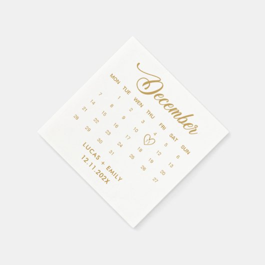 Dezember Kalender Gold Wedding Napkins Serviette (Ecke)