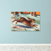 Dezember-Kaninchen wickelte Leinwand-Druck ein Leinwanddruck (Insitu (Holzboden))