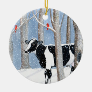 Dezember-Kuh Keramik Ornament