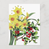 Dezember Monat Blume Narcissus & Holly Postkarte (Vorderseite)