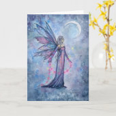 Dezember Moon Fairy Art Blank Grußkarte Karte (Gelbe Blume)