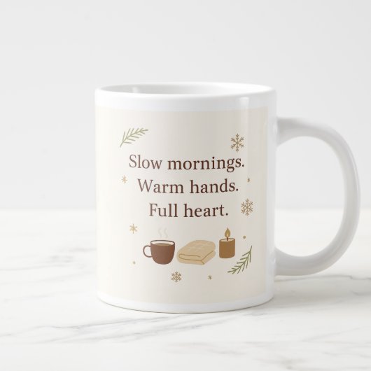 Dezember Morgen | Langsame Morgen. Warme Hände. Jumbo-Tasse (Rechts)