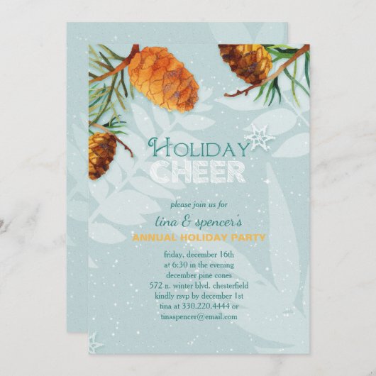 Dezember Pine Cones Einladung (Vorne/Hinten)