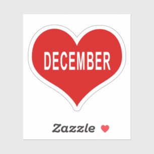 Dezember Rotes Herz Vinyl Aufkleber