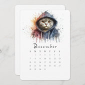 Dezember Stand-Alone Calendar Kitty Cat Splash Art Menükarte (Vorne/Hinten)