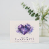 Dezember-Tanzanit-Herz-Geburtsstein Postkarte (Stehend Vorderseite)