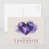 Dezember-Tanzanit-Herz-Geburtsstein Postkarte (Vorne/Hinten)