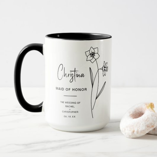 Dezember-Trauzeugin | Jonquil Birth Blume Tasse (Mit Donut)