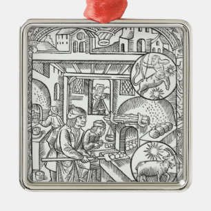 Dezember, vom "Almanach DES Bergers", 1491 Silbernes Ornament