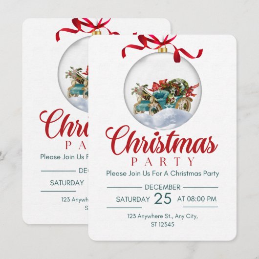 Dezember Weihnachts-Party Einladung (Vorne/Hinten)