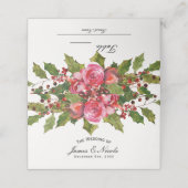 Dezember Winter Wedding Holly Berries Blumentisch Platzkarte (Außenseite Aufgefaltet)