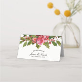 Dezember Winter Wedding Holly Berries Blumentisch Platzkarte (Vorderseite)