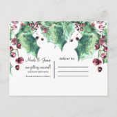 Dezember Winter Wedding Holly Berry Save the Date Ankündigungspostkarte (Rückseite)
