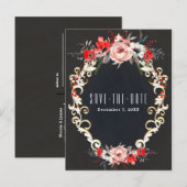 Dezember Winter Wedding Holly Berry Save the Date Ankündigungspostkarte (Vorne/Hinten)