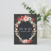 Dezember Winter Wedding Holly Berry Save the Date Ankündigungspostkarte (Stehend Vorderseite)